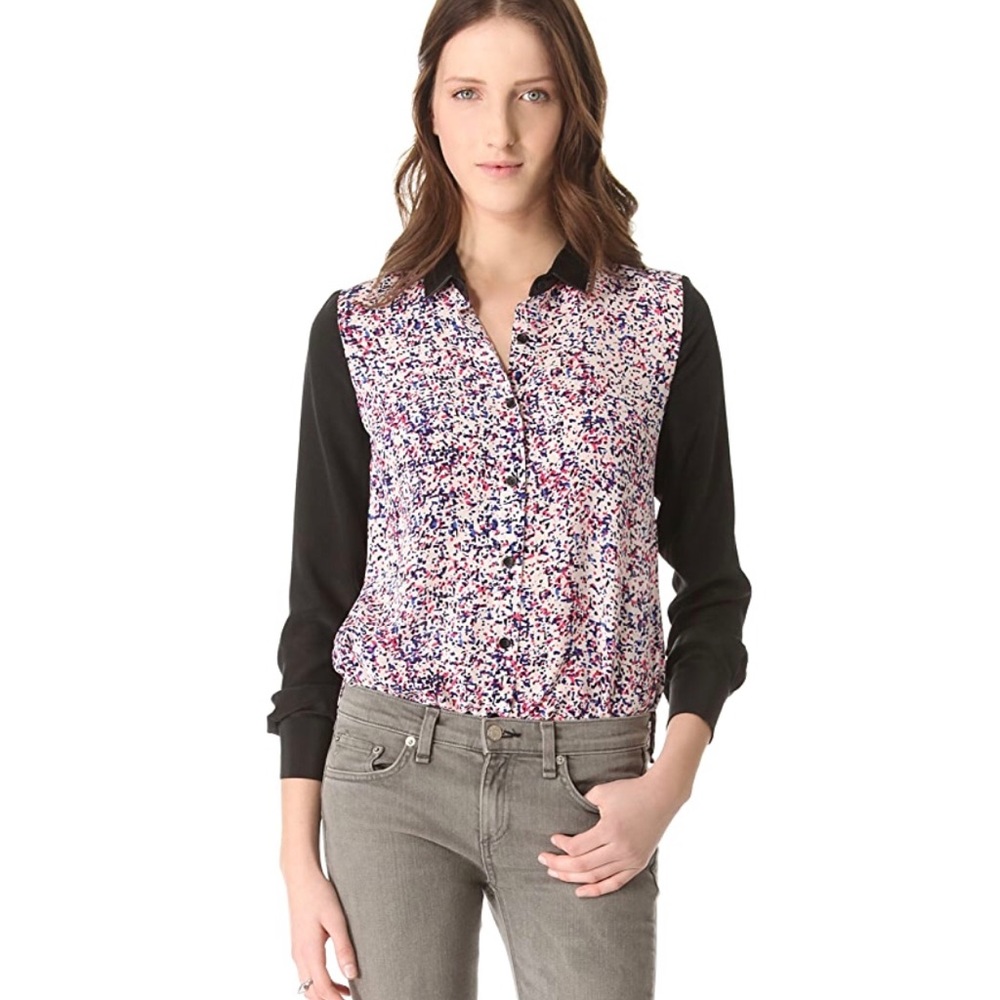 Cut25 Yigal  azrouel silk and leather blouse us4